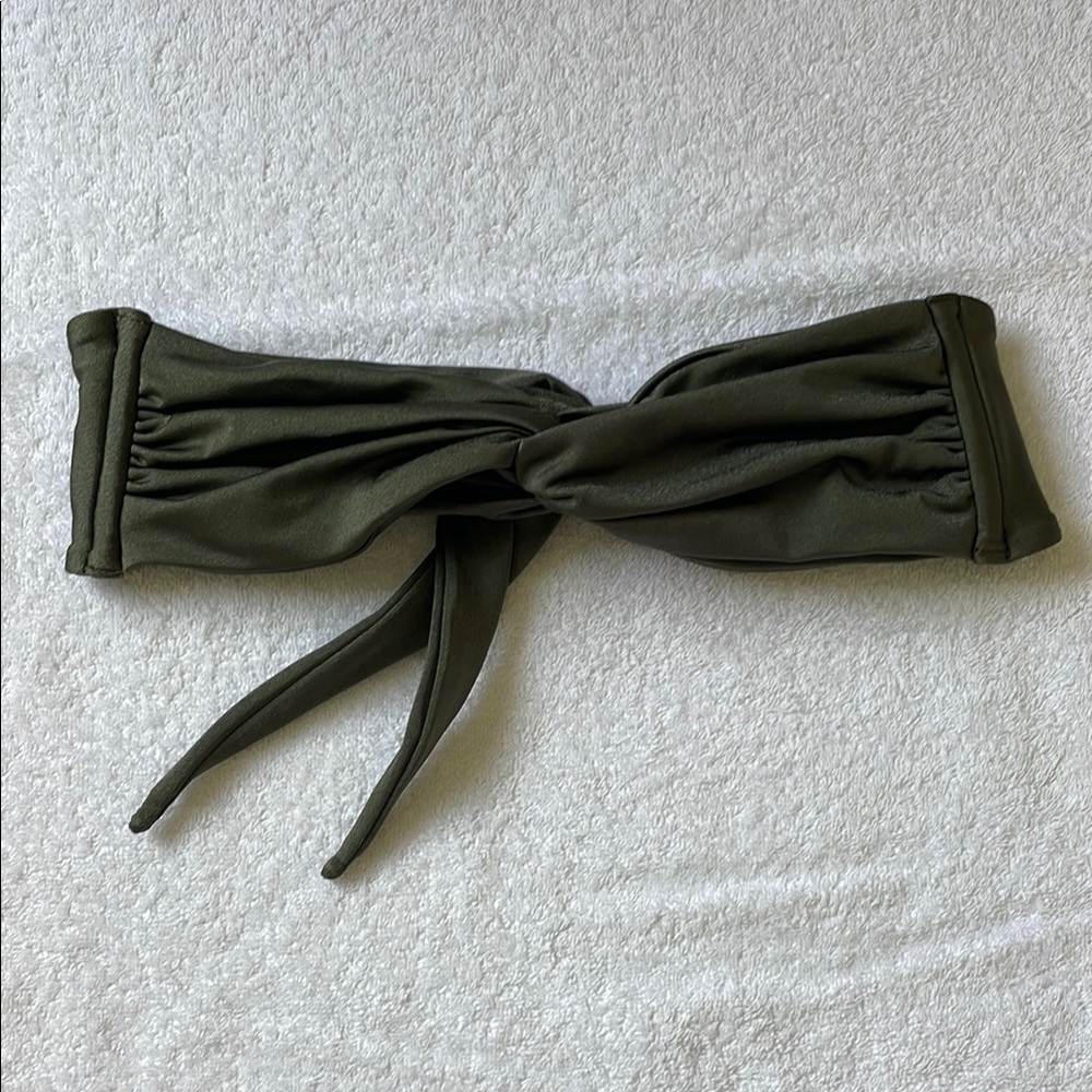 Indah Swim Olive Green Strapless Tie Bandeau Top